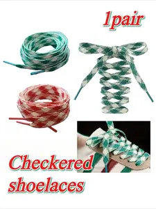 2pairs Checkered Casual Shoes, Printed Flat Shoes, Diamond-Patterned Sneakers, White Sneakers, Diamond-Patterned Shoes, Color-Blocked Stripes, Timeless and Eye-Catching, Christmas-Themed Shoes, Shoe and Boot Accessories