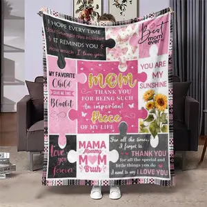 Letter & Flower Pattern Blanket, Soft Warm Throw Blanket, Air-conditioned Room Blanket, Warm Nap Blanket for Home & Office & Travel, Mothers Blanket, Cozy Warm Blanket, Floral Blanket