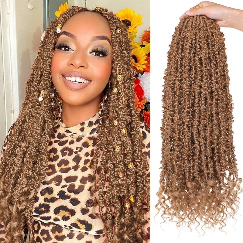 2Packs 30 Inch Butterfly Locs Crochet Hair Burgundy Faux Locs Synthetic Hair Extension for Women (30 Inch, BUG#）