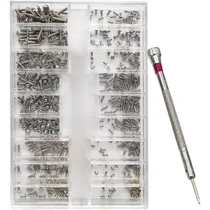 500-Piece Silver Micro Screw Repair Kit — 18 Sizes of Stainless Steel Tiny Screws with Screwdriver for Glasses, Watches, Jewelry, and Electronics