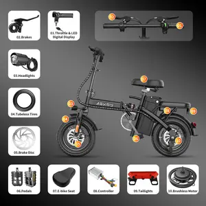 ASKMY E14 Spare Parts for Electric Bike – Battery, Motor, Tires, Brake Lever, Throttle, Pedals, Seat | Folding E-Bike Repair Accessories Kit