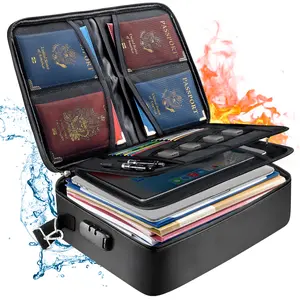 New Fireproof Document Bag with Lock,Large-Capacity Storage Document Organizer with Zipper for Laptop Files Certificates
