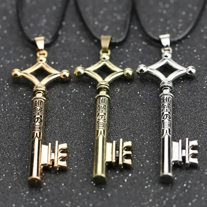 Anime Attack on Titan Necklace Eren Key Shingeki No Kyojin Pendant Vintage Retro Necklace Cosplay Jewelry Accessories Gifts