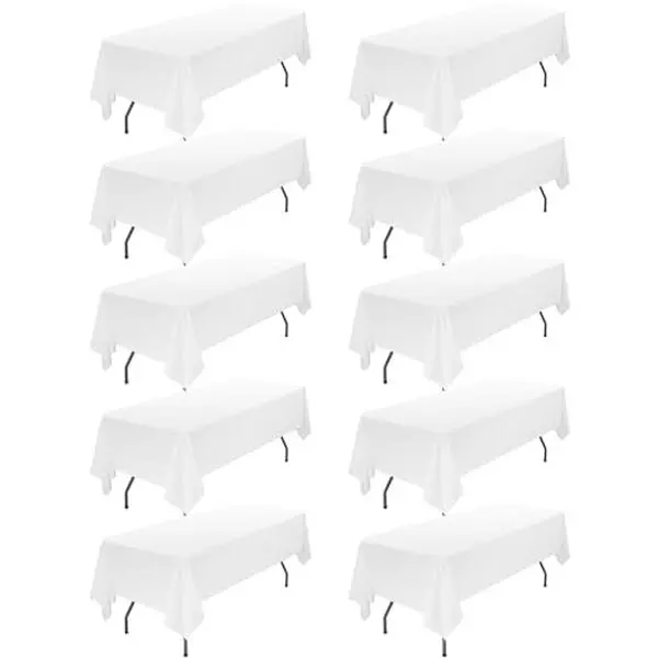 10 Pack Rustic Boho Rectangle Tablecloths for Wedding Reception Graduation Party Baby Shower Bridal Shower Table Decor Wedding Table Setup  Rustic Wedding Decor Banquet Event Outdoor Wedding graduation leis  White graduation decorations 2026