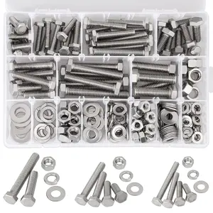 240 count Hex  and Nuts Kit Stainless Steel Spring Washers Assortment Kit, 3/8" 1/4" 5/16", 10 SAE Sizes Machine Screws Set with Storage Case