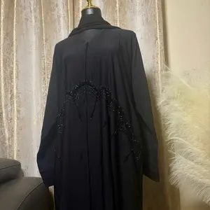 Black & Grey Luxe Beaded Abaya