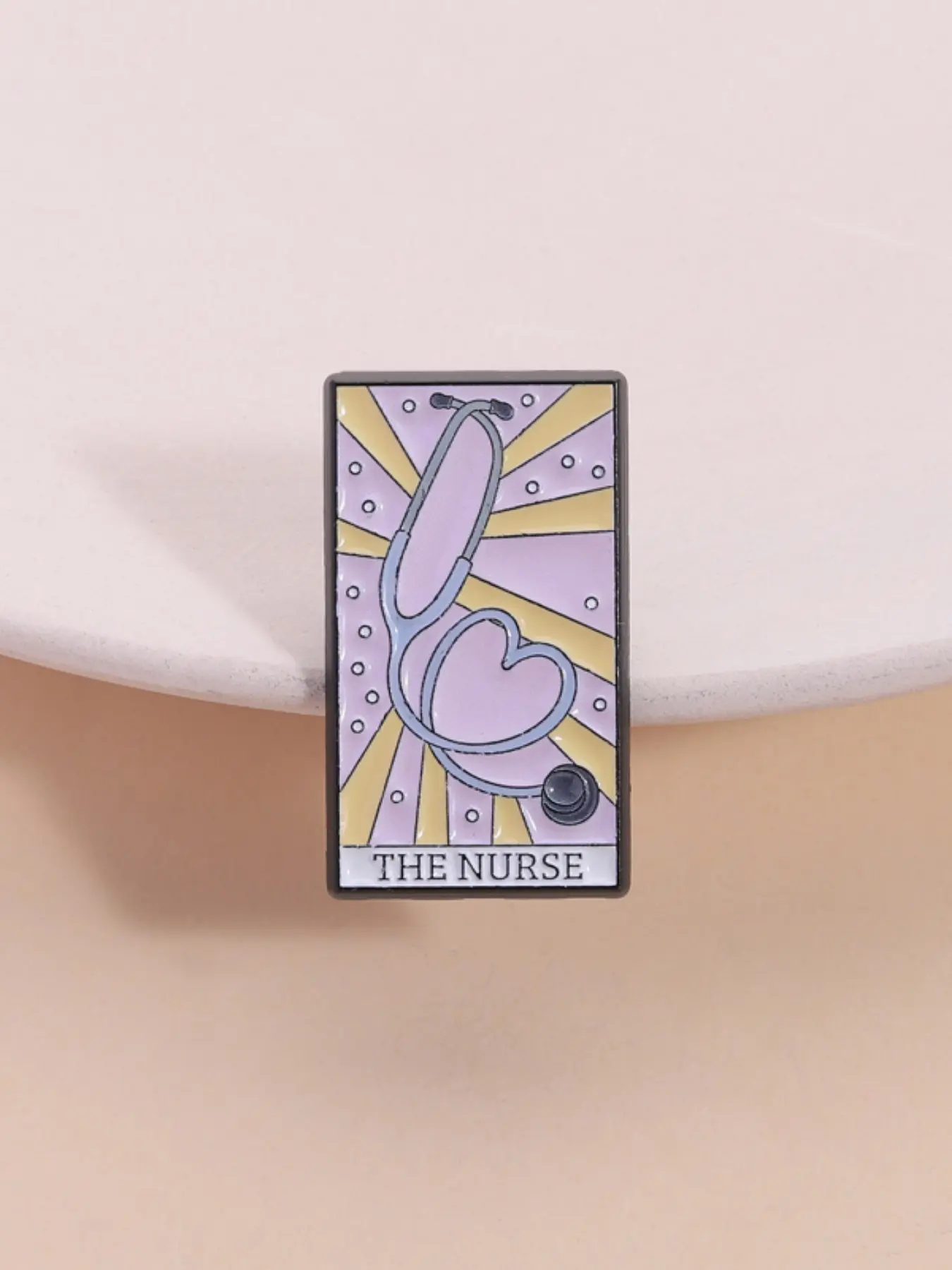 Nurse Tarot Badge Name Tag, Heart-Shaped Stethoscope Design with Vibrant Patterns, Professional Card Venting, Suitable for Nursing Groups and Career Identity Expressers
