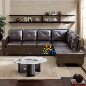 Sectional Couches for Living Room 97" L Shaped Couch Faux Leather 2 Pieces Modular Sectional Sofa with Back Cushions and High Density Sponges for Living Room and Apartment(Faux Leather)