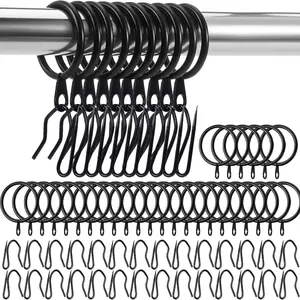 30pcs Set Metal Curtain Rings with Eyelets Curtain Hooks for Drapes and Metal Curtain Drapery Pin Hooks for Window Door Shower Curtain Rings