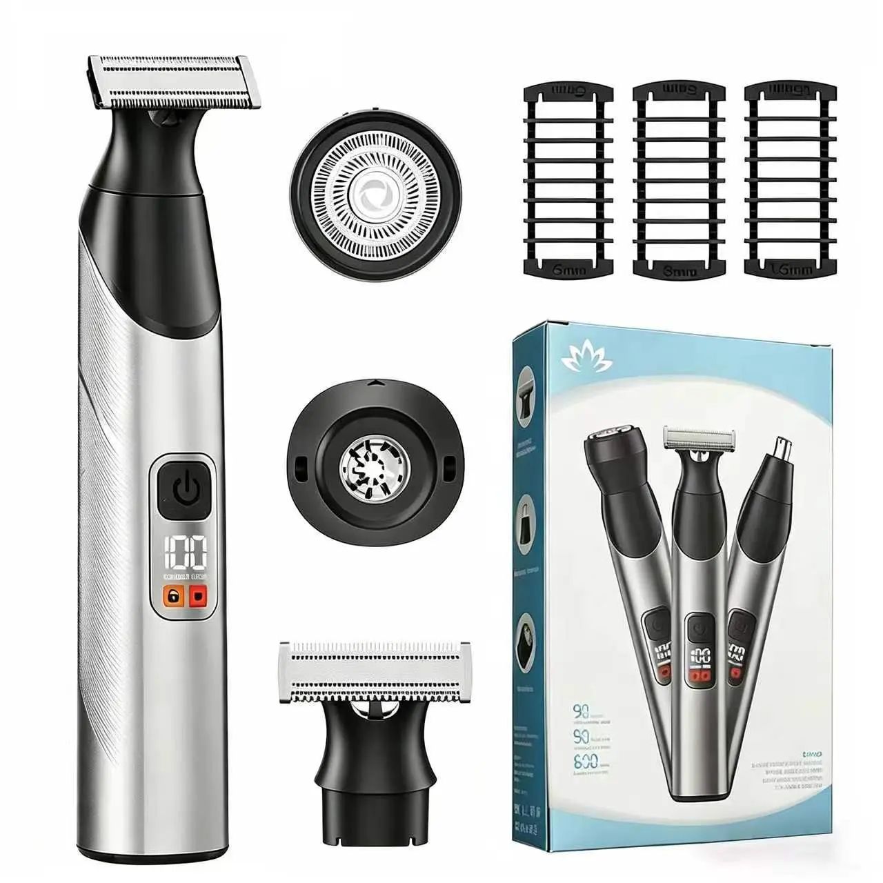 3-in-1 electric body hair trimmer, men's electric pubic hair trimmer, nose hair trimmer, portable - rechargeable shaver for eyebrows, lips, body and face, comfortable design, suitable as a warm gift for husbands' birthdays, Halloween and Christmas