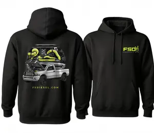 FSD Racing Hoodie – White Diesel Truck Back Print, Twin Turbo Engine Graphic, FSDiesel Streetwear Pullover, Soft Cotton Blend Unisex Hoodie for Diesel Truck Fans