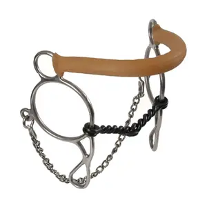 212 MAIN Stainless Steel Twisted Wire Jacks Gag Hackamore Bit - Curb Chain, Sweet Iron Mouth Hackamore Type Horse Driving Equestrian Gear