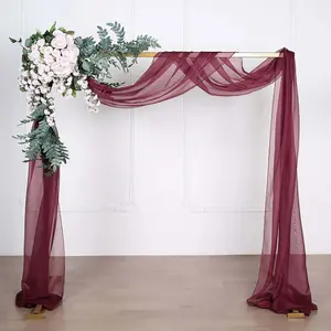 Burgundy Sheer Organza Wedding Arch Draping Fabric, Long Curtain Backdrop Window Scarf Valance 18ft