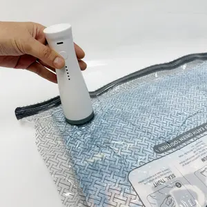 [Upgraded] Cordless Vacuum Compression Bags with Rechargeable Air Pump, 9/15 Pack Waterproof Reusable Storage Bags (2 Sizes). Powerful 140L/Min Air Extraction for Carry-On Suitcases