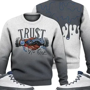 9 Flint Grey Outfits, Retro Flint Grey 9s Sweater, Snake Trust No One Streetwear Unisex Sneaker Matching Shirts