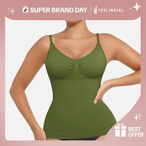 FeelinGirl #Livestream Live Only Basic Comfort Sleeveless Tank Tummy Control Cami Tanks Seamless Camisole Tops Womenswear Spaghetti Strap Minimalist Lady Underwear Deals For You Days Super Brand Day