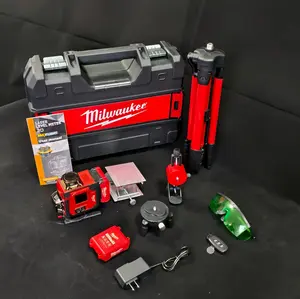 Milwaukee Red Lithium Laser Level Kit With 360-Degree Green Beam And Self-Leveling For Construction Layout And Tile Installation | Precision Alignment Tools