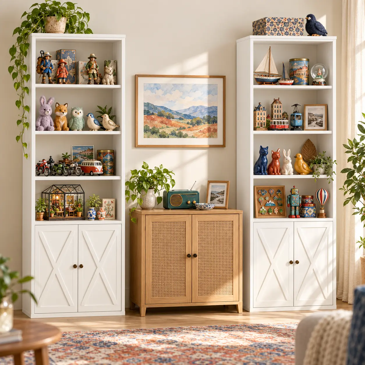 【Black Friday】IRONCK 6-Tier Tall Bookshelf with Doors, 70.9-Inch Narrow Bookcase, 4 Open Display Shelves & 2 Hidden Storage Compartments, Freestanding Storage Cabinet for Bedroom, Living Room & Small Spaces, Black or White,familyfun