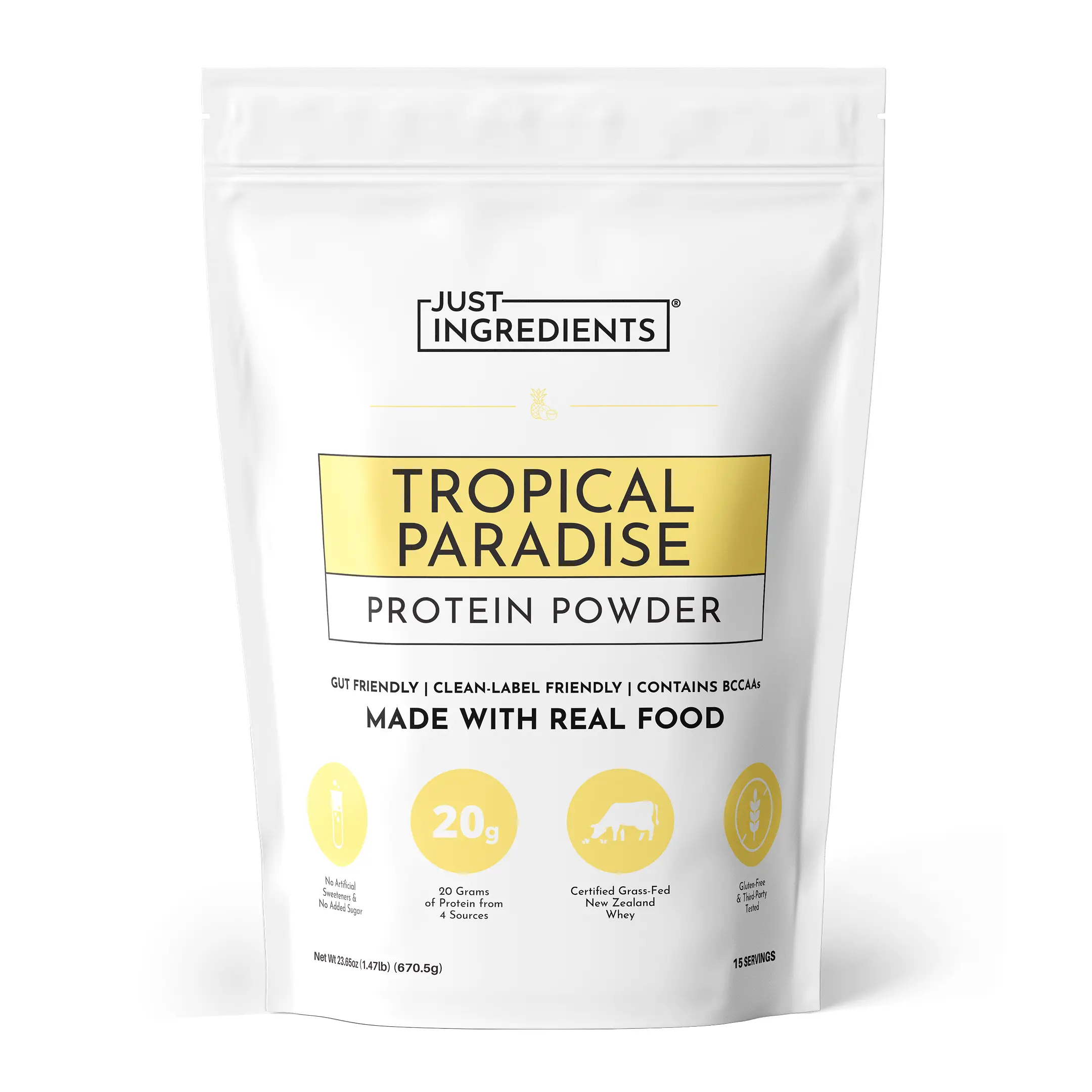 Just Ingredients - Tropical Paradise Protein Powder (15 Serving) with Certified New Zealand Grass-Fed Whey Just Ingredients - Tropical Paradise Protein Powder (15 Serving) with Certified New Zealand Grass-Fed Whey