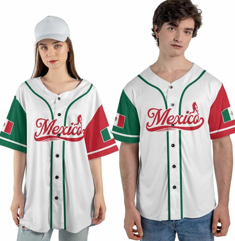 Mostprints Custom Mexico Baseball Jerseys Mexican Eagle & Flag Shirt for Teams, Mexico Shirts for Men & Women Size S-5XL (3XL)
