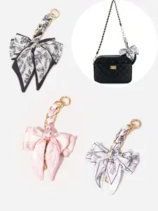 Handmade Butterfly Knot Scarf Bag Extender Chain Keychain Pendant, Metal Shoulder Bag DIY Short Bag Chain Key Ring Circle Hanging Accessory, Butterfly Knot Design
