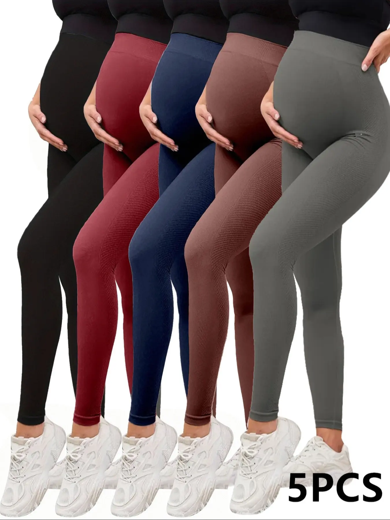 5 Pack Women's Creamlush Maternity Leggings Maternity Yoga Pants Pregnancy Leggings Maternity Clothes Prenatal Maternity Clothing Pregnancy Bottoms Maternity Apparel Maternity Wear