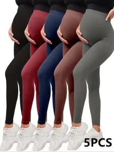 5 Pack Women's Creamlush Maternity Leggings Maternity Yoga Pants Pregnancy Leggings Maternity Clothes Prenatal Maternity Clothing