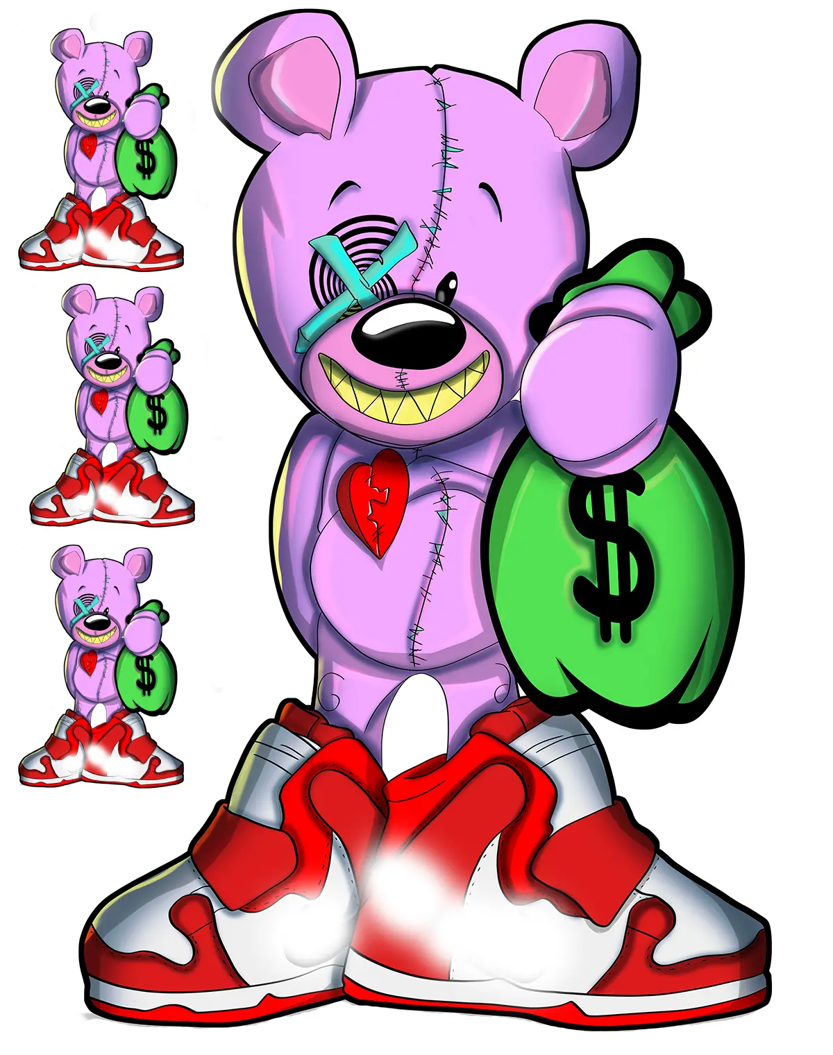 5-Pack or 10-Pack Greedy Bear DTF Heat Transfer for T-Shirt DIY Printing