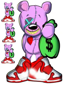 5-Pack or 10-Pack Greedy Bear DTF Heat Transfer for T-Shirt DIY Printing