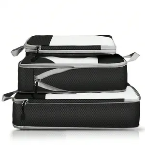 3pcs/Set Compressed Luggage Sorting Bag,Packing Cubes, Foldable Luggage Packing Organizers, Luggage Organizer Bags Set For Travel Accessories Clothes Storage Bag For Man & Women Travel Organizer For Clothes Luggage Storage Bag Set Packaging Bag