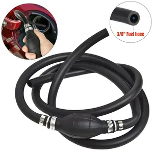 3/8" Fuel Line Assembly with Hand Primer Bulb, Rubber Fuel Gas Hose, Universal Fit for Marine Outboard Boat, RV, Car & Caravans - 6FT