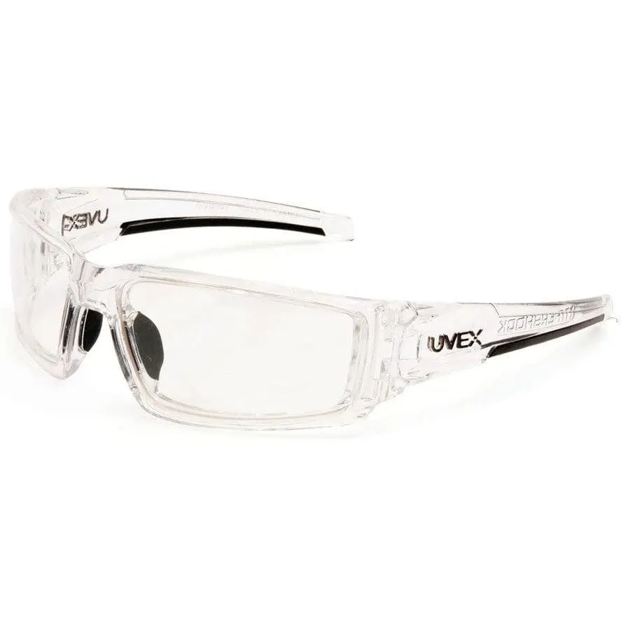 Uvex Hypershock Safety Glasses Clear Ice Frame with Clear Hydroshield Anti-Fog Lenses