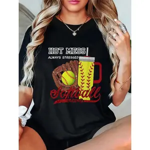 Cotton Softball Mom TShirt Celebrating Game Day Vibes Perfect for Mothers Day