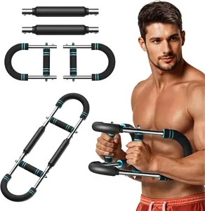 Merach Twister Arm Trainer, Adjustable Power Twister Bar, Chest Workout Equipment for Men, Portable Upper Body Workout Machine, Detachable Spring Resistance Home Fitness Equipment