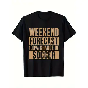 Kids T Shirt Black Weekend Forecast 100 Percent Chance Of Soccer Print for Sports And Casual Wear