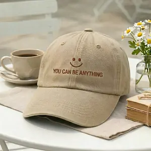 Embroidered You Can be Anything Smile Washed Out Hat, Vintage Smile Quote Baseball Cap, Ditto Poke Metamon Classic Hat, Gift for Ditto Fan
