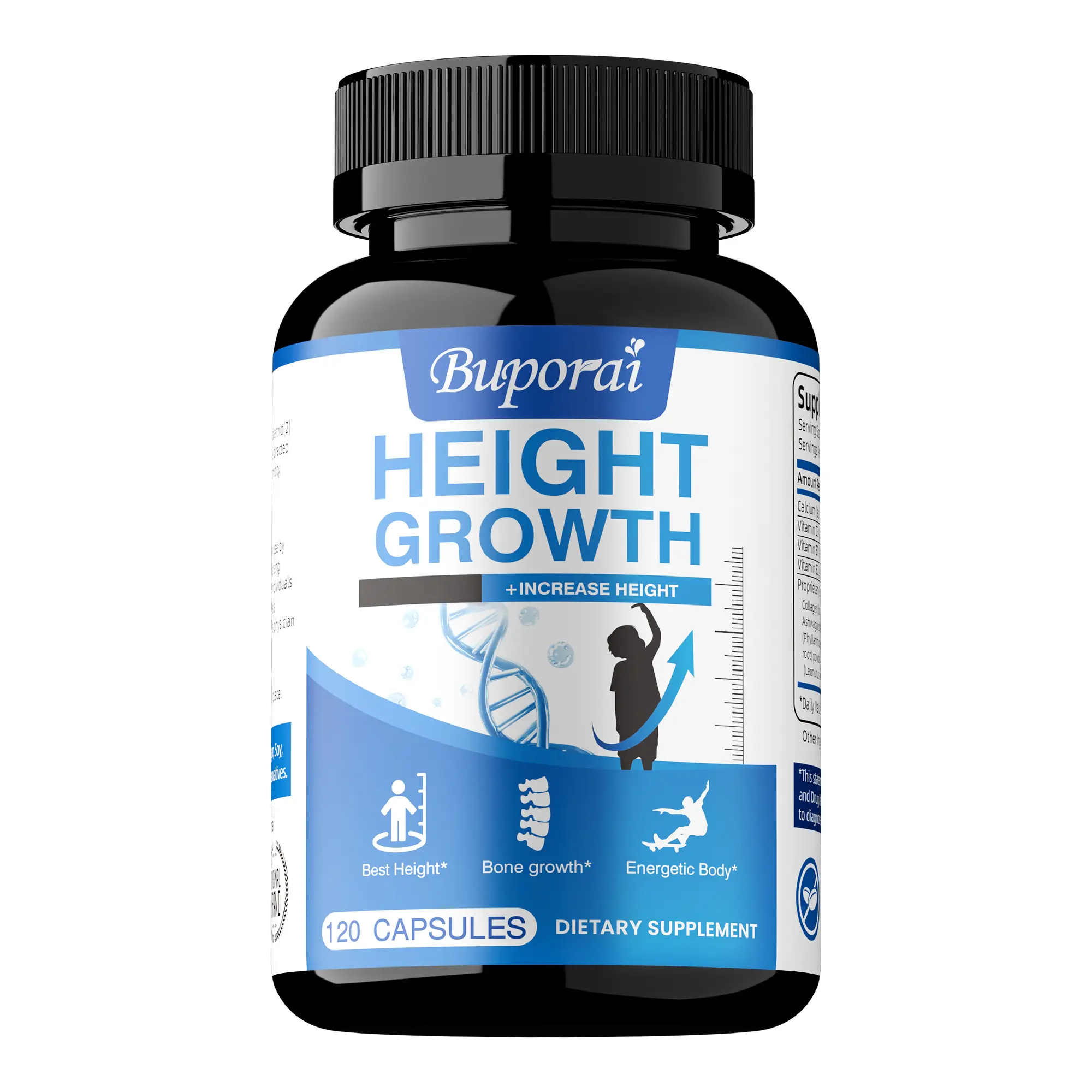 Buporai Dietary Supplement - 120 capsules - provides calcium, vitamin D3 and collagen supplementation, and can be eaten with broccoli, spinach, etc.