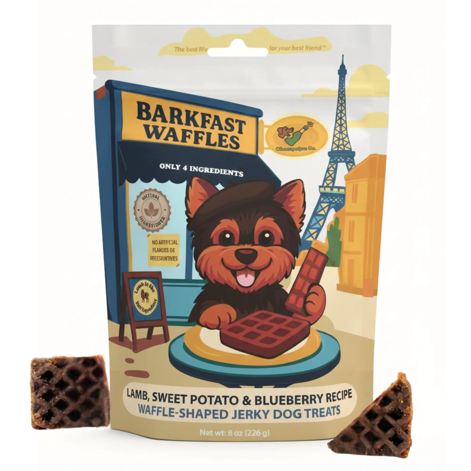 Barkfast Waffles - Lamb Allergy Friendly Dog Treats, Only 4 Natural Limited Ingredients
