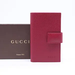 Pre-owned GUCCI leather Small Leather Goods Red Dollar Calfskin Continental Tab Wallet W21060