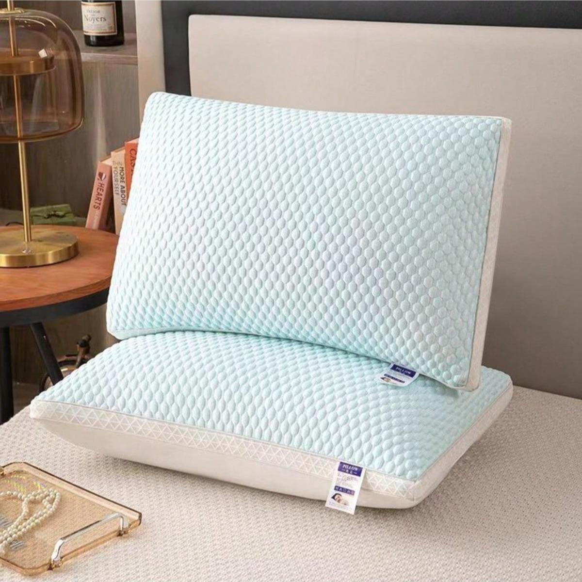 2 Pack Ergonomic Cervical Support Pillows For Bedroom Use, Soft Breathable Long-Lasting Shape Sleep Pillows, Comfortable For Side, Back And Belly Sleepers At Home