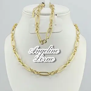 Angeline Lorne 14k Gold Plated Stainless Steel Adjustable Chain Necklace with 3 Layer Real Gold Finish and Water Resistant Daily Use