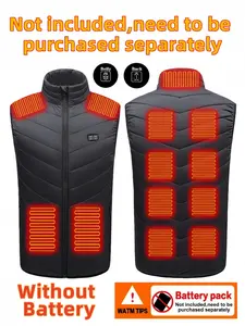 Without Battery Men's Zipper Heated Sports Vest, Pocket Sleeveless Heated Jacket with 3 Heating Levels, Sports & Outdoor Clothing for Men