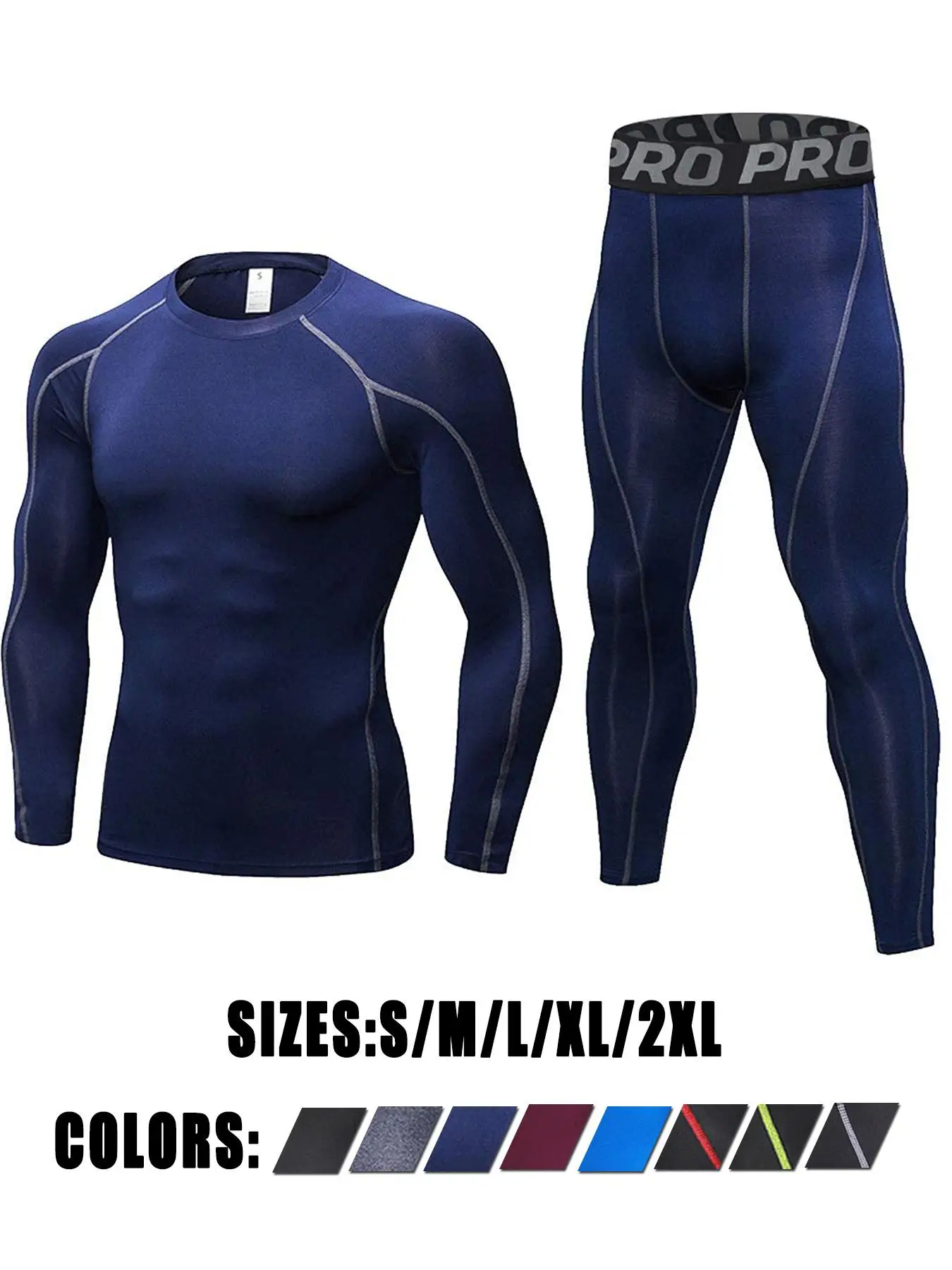 Thermal Underwear Mens Long Johns for Men Thermal Underwear Set Long Sleeve Base Layer Compression Suit Thermals Top & Bottom for Workout Skiing Runni