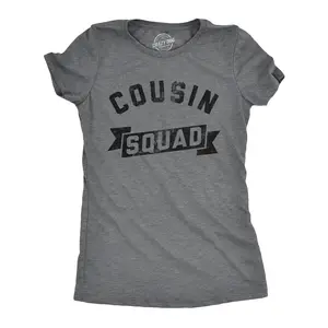 Womens Funny T Shirts Cousin Squad Family Reunion Novelty Tee for Ladies Funny Womens T Shirts Cute Vintage Fashion Casual Ladies T-Shirt Gift Funny Cousin Top Women's Novelty Tees Dark Grey