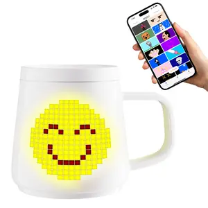 Namfar PixelMug P1 AI-Enhanced Mug with Pixel Display DIY Pixel Art Remote Interaction Coffee Temperature Tracking App Control Clock Personalized Gift for Thanksgiving Birthday Christmas ceramic Drinkware Washable