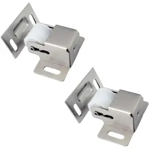 Heavy Duty Large Jumbo Roller Catch Latch for Closet Doors and Cabinets, Matte Nickel, Made in Taiwan, 2 Pack