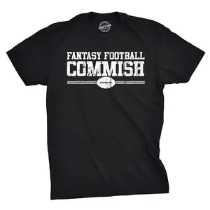 Mens Fantasy Football Commish T Shirt Funny Gift for Dad Game day Graphic Cool Mens Funny T Shirts Cool Vintage Fashion T-Shirt Gift Classic Menswear Football Apparel for Men Novelty Tees for Guys