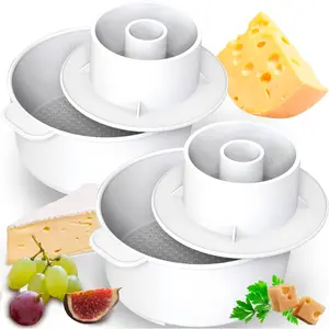 2 Pcs Cheese Mold Cheese Making Kit Cheesemaking Supplies Cheese Press Set Paneer Maker Great for Semi-Soft and Semi-Hard Cheeses