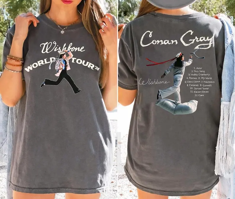 Vintage Conan Gray Shirt Wishbone Tour 2026, 2 Sided Music Merch, Wishbone Album Tracklist Tee, 90s Bootleg Style