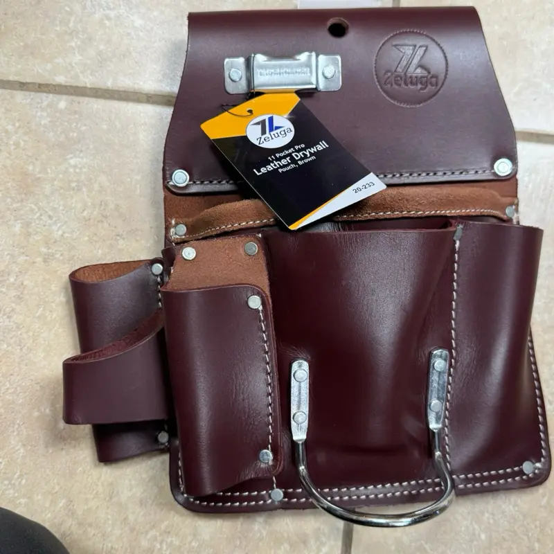 ZELUGA 20-233 11 Pocket Pro Leather Drywall Pouch, Cherry